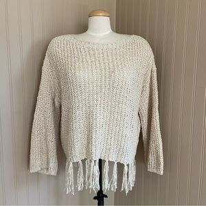 Altard State Oversized Chunky Knit Fringe Sweater Women’s Size Large
